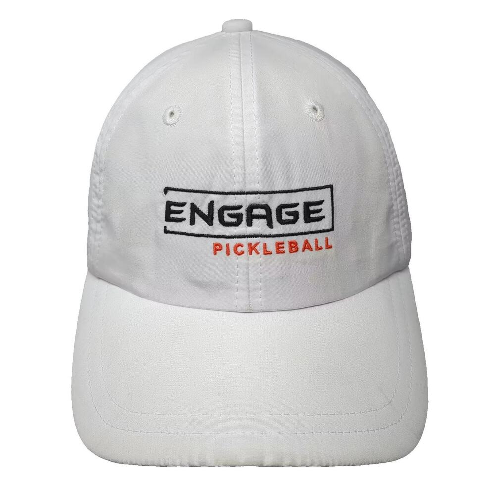 Engage Pickleball Baseball Cap White Black Hat OS Strapback Embroidered Logo
